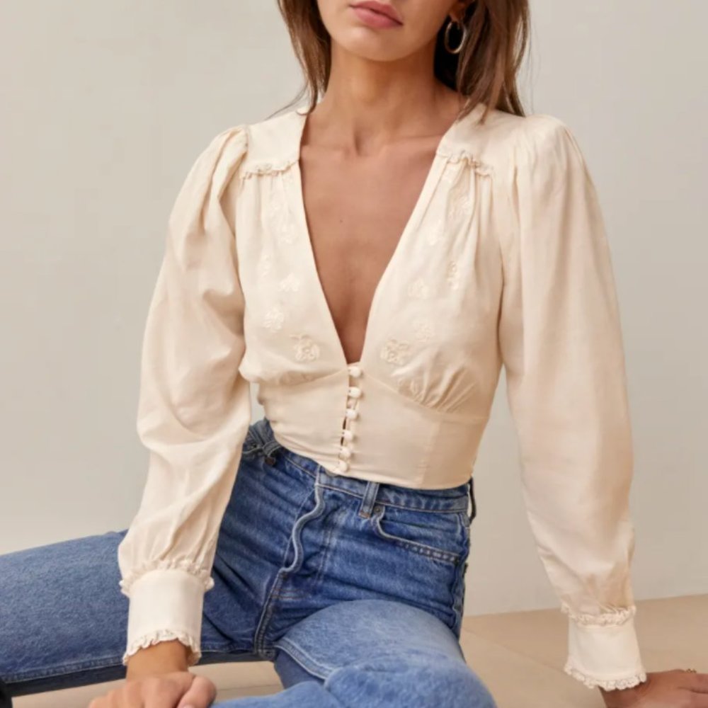 Classic!! Reformation Lawrence Top - Cream